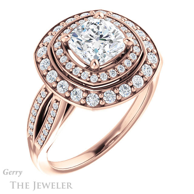 Cushion Cut Forever One Moissanite Engagement Ring #GTJ1010-cushion-fo-r 4 Cushion Cut Forever One Moissanite Engagement Ring #GTJ1010-cushion-fo-r