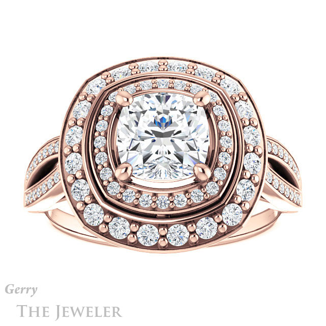 Cushion Cut Forever One Moissanite Engagement Ring #GTJ1010-cushion-fo-r 1 Cushion Cut Forever One Moissanite Engagement Ring #GTJ1010-cushion-fo-r