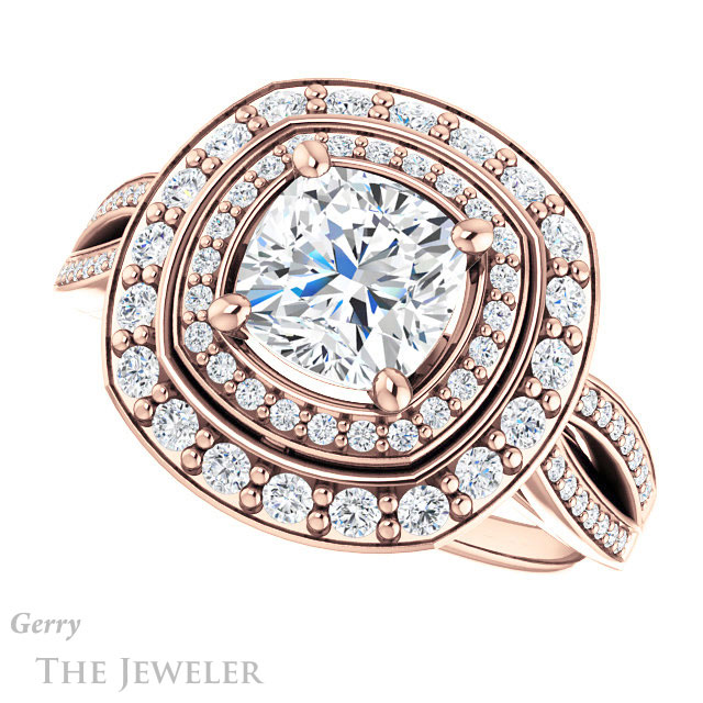 Cushion Cut Forever One Moissanite Engagement Ring #GTJ1010-cushion-fo-r 5 Cushion Cut Forever One Moissanite Engagement Ring #GTJ1010-cushion-fo-r
