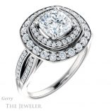 Cushion Cut Forever One Moissanite Engagement Ring #GTJ1010-cushion-fo-w 4 Cushion Cut Forever One Moissanite Engagement Ring #GTJ1010-cushion-fo-w