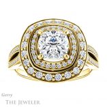 Cushion Cut Forever One Moissanite Engagement Ring #GTJ1010-cushion-fo-y 1 Cushion Cut Forever One Moissanite Engagement Ring #GTJ1010-cushion-fo-y