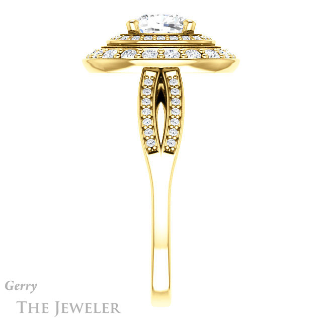Cushion Cut Forever One Moissanite Engagement Ring #GTJ1010-cushion-fo-y 3 Cushion Cut Forever One Moissanite Engagement Ring #GTJ1010-cushion-fo-y