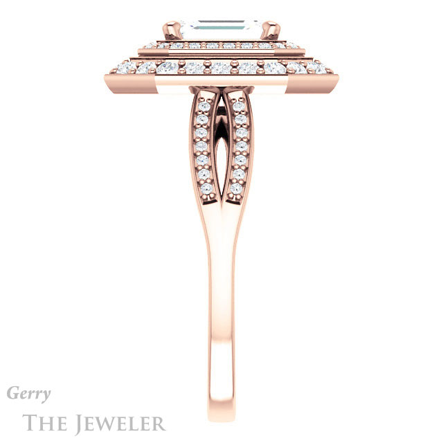 Emerald Cut Forever Brilliant Moissanite Engagement Ring #GTJ1010-emerald-fb-r