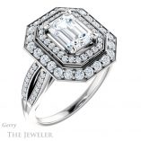 Emerald Cut Forever Brilliant Moissanite Engagement Ring #GTJ1010-emerald-fb-w