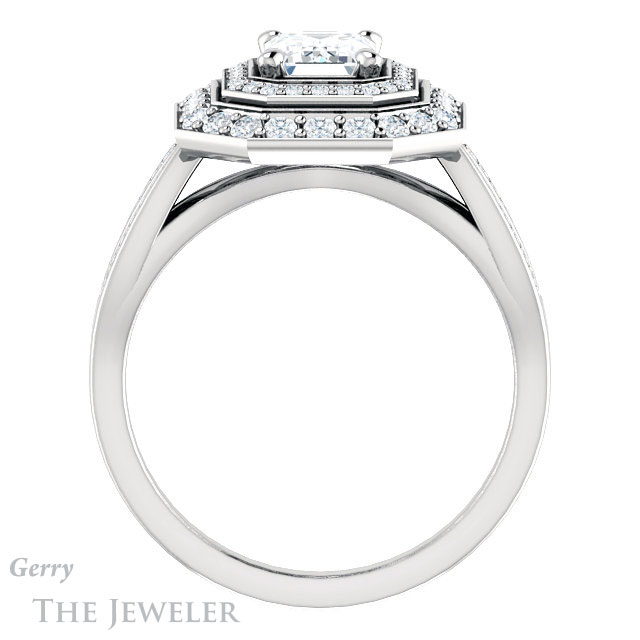 Emerald Cut Forever Brilliant Moissanite Engagement Ring #GTJ1010-emerald-fb-w