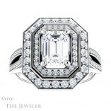 Emerald Cut Forever Brilliant Moissanite Engagement Ring #GTJ1010-emerald-fb-w