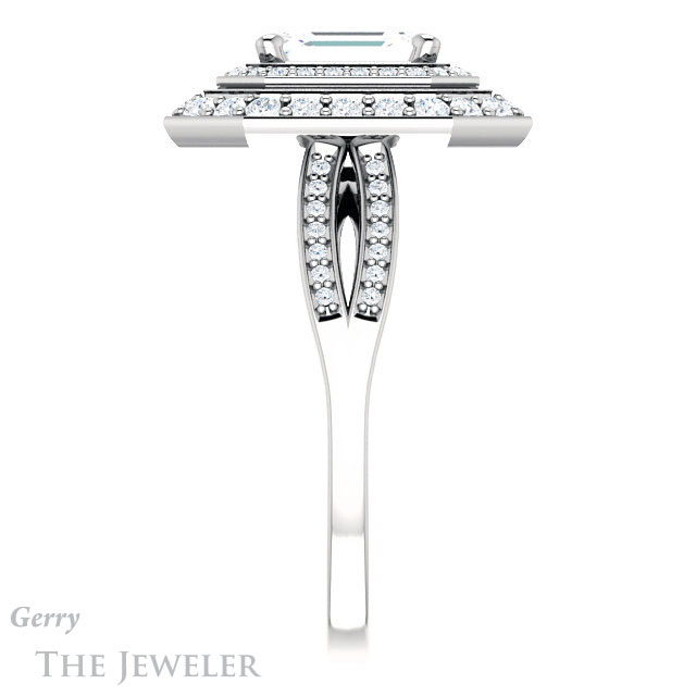 Emerald Cut Forever Brilliant Moissanite Engagement Ring #GTJ1010-emerald-fb-w
