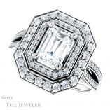 Emerald Cut Forever Brilliant Moissanite Engagement Ring #GTJ1010-emerald-fb-w