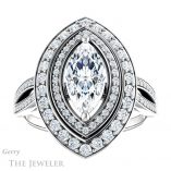Marquise Cut Forever One Moissanite Engagement Ring #GTJ1010-marquise-fb-w 1 Marquise Cut Forever Brilliant Moissanite Engagement Ring #GTJ1010-marquise-fb-w