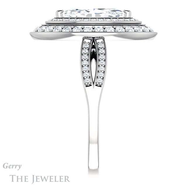 Marquise Cut Forever One Moissanite Engagement Ring #GTJ1010-marquise-fb-w 3 Marquise Cut Forever Brilliant Moissanite Engagement Ring #GTJ1010-marquise-fb-w