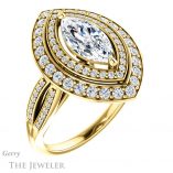Marquise Cut Forever One Moissanite Engagement Ring #GTJ1010-marquise-fb-y 4 Marquise Cut Forever Brilliant Moissanite Engagement Ring #GTJ1010-marquise-fb-y