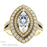 Marquise Cut Forever One Moissanite Engagement Ring #GTJ1010-marquise-fb-y 1 Marquise Cut Forever Brilliant Moissanite Engagement Ring #GTJ1010-marquise-fb-y