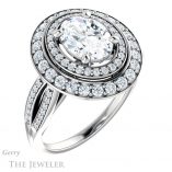 Oval Shaped Forever One Moissanite Engagement Ring #GTJ1010-oval-fo-w 4 Oval Shaped Forever One Moissanite Engagement Ring #GTJ1010-oval-fo-w