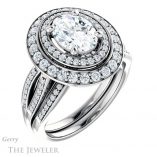 Oval Shaped Forever One Moissanite Engagement Ring #GTJ1010-oval-fo-w 6 Oval Shaped Forever One Moissanite Engagement Ring #GTJ1010-oval-fo-w