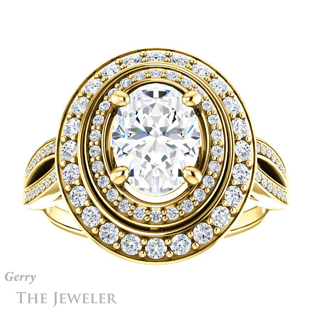 Oval Shaped Forever One Moissanite Engagement Ring #GTJ1010-oval-fo-y | Gerry The Jeweler Oval Shaped Forever One Moissanite Engagement Ring #GTJ1010-oval-fo-y
