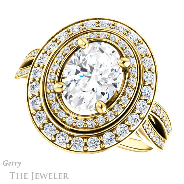 Oval Shaped Forever One Moissanite Engagement Ring #GTJ1010-oval-fo-y | Gerry The Jeweler Oval Shaped Forever One Moissanite Engagement Ring #GTJ1010-oval-fo-y