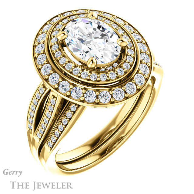 Oval Shaped Forever One Moissanite Engagement Ring #GTJ1010-oval-fo-y | Gerry The Jeweler Oval Shaped Forever One Moissanite Engagement Ring #GTJ1010-oval-fo-y