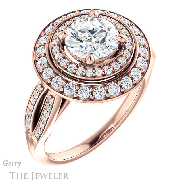 Round Cut Forever One Moissanite Engagement Ring #GTJ1010-round-fo-r 4 Round Cut Forever One Moissanite Engagement Ring #GTJ1010-round-fo-r