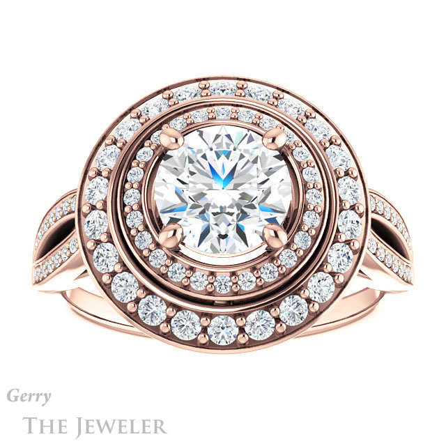 Round Cut Forever One Moissanite Engagement Ring #GTJ1010-round-fo-r 1 Round Cut Forever One Moissanite Engagement Ring #GTJ1010-round-fo-r