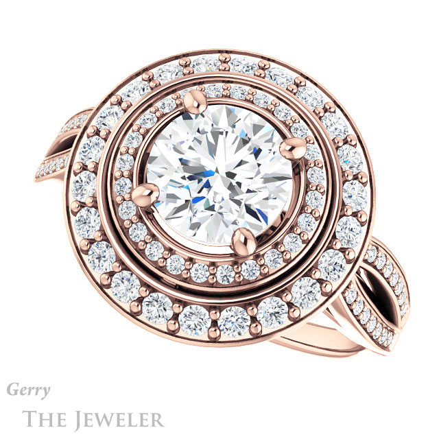 Round Cut Forever One Moissanite Engagement Ring #GTJ1010-round-fo-r 5 Round Cut Forever One Moissanite Engagement Ring #GTJ1010-round-fo-r