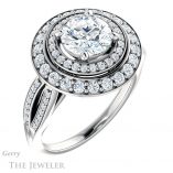 Round Cut Forever One Moissanite Engagement Ring #GTJ1010-round-fo-w 4 Round Cut Forever One Moissanite Engagement Ring #GTJ1010-round-fo-w