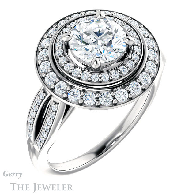 Round Cut Forever One Moissanite Engagement Ring #GTJ1010-round-fo-w 4 Round Cut Forever One Moissanite Engagement Ring #GTJ1010-round-fo-w