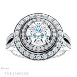 Round Cut Forever One Moissanite Engagement Ring #GTJ1010-round-fo-w 1 Round Cut Forever One Moissanite Engagement Ring #GTJ1010-round-fo-w