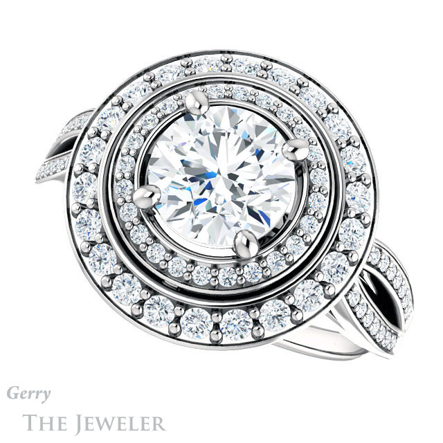 Round Cut Forever One Moissanite Engagement Ring #GTJ1010-round-fo-w 5 Round Cut Forever One Moissanite Engagement Ring #GTJ1010-round-fo-w