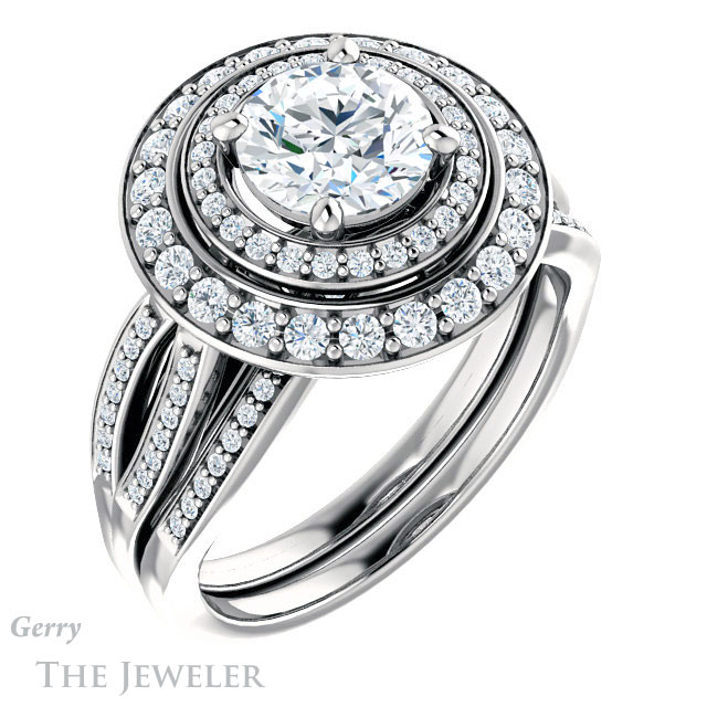 Round Cut Forever One Moissanite Engagement Ring #GTJ1010-round-fo-w 6 Round Cut Forever One Moissanite Engagement Ring #GTJ1010-round-fo-w