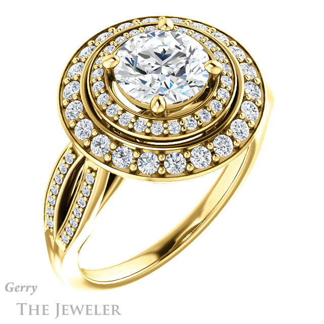 Round Cut Forever One Moissanite Engagement Ring #GTJ1010-round-fo-y 4 Round Cut Forever One Moissanite Engagement Ring #GTJ1010-round-fo-y