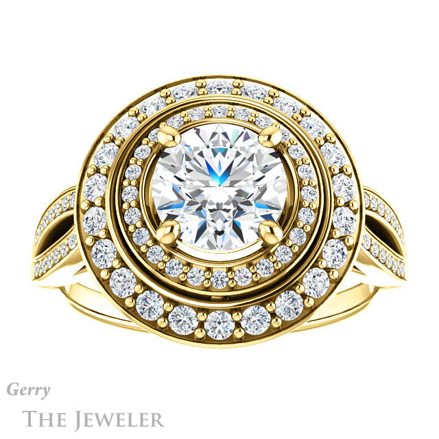 Round Cut Forever One Moissanite Engagement Ring #GTJ1010-round-fo-y 1 Round Cut Forever One Moissanite Engagement Ring #GTJ1010-round-fo-y
