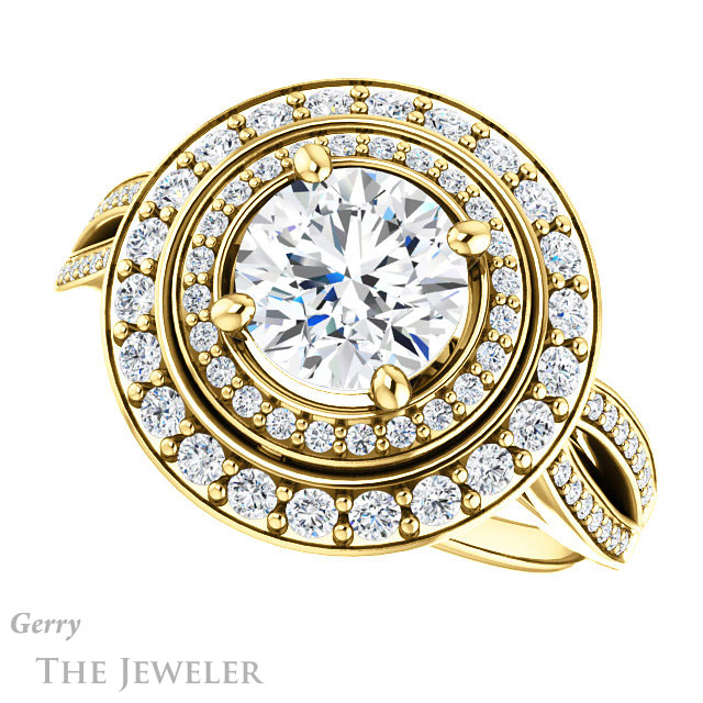 Round Cut Forever One Moissanite Engagement Ring #GTJ1010-round-fo-y 5 Round Cut Forever One Moissanite Engagement Ring #GTJ1010-round-fo-y