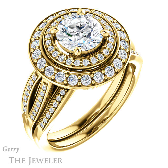 Round Cut Forever One Moissanite Engagement Ring #GTJ1010-round-fo-y 6 Round Cut Forever One Moissanite Engagement Ring #GTJ1010-round-fo-y
