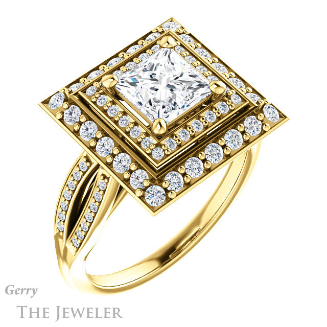 Princess Cut Forever One Moissanite Engagement Ring #GTJ1010-square-fo-y 4 Princess Cut Forever One Moissanite Engagement Ring #GTJ1010-square-fo-y