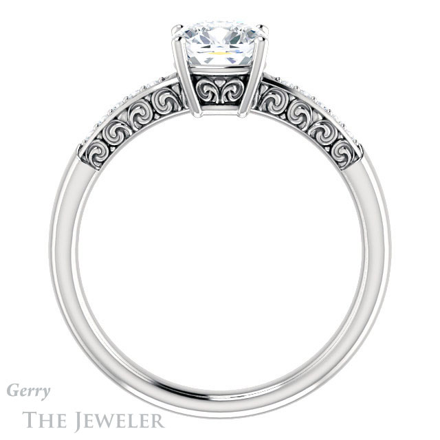 Cushion Cut Forever One Moissanite Engagement Ring #GTJ1011-cushion-fo-w 2 Cushion Cut Forever One Moissanite Engagement Ring #GTJ1011-cushion-fo-w