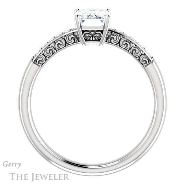 Emerald Cut Forever Brilliant Moissanite Engagement Ring #GTJ1011-emerald-fb-w