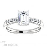 Emerald Cut Forever One Moissanite Engagement Ring #GTJ1011-emerald-fb-w 1 Emerald Cut Forever Brilliant Moissanite Engagement Ring #GTJ1011-emerald-fb-w