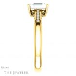 Emerald Cut Forever One Moissanite Engagement Ring #GTJ1011-emerald-fb-y 3 Emerald Cut Forever Brilliant Moissanite Engagement Ring #GTJ1011-emerald-fb-y