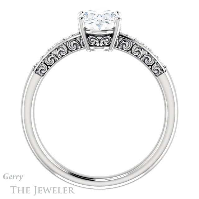 Oval Shaped Forever One Moissanite Engagement Ring #GTJ1011-oval-fo-w