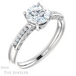 Round Cut Forever One Moissanite Engagement Ring #GTJ1011-round-fo-w 4 Round Cut Forever One Moissanite Engagement Ring #GTJ1011-round-fo-w
