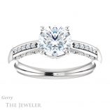 Round Cut Forever One Moissanite Engagement Ring #GTJ1011-round-fo-w 1 Round Cut Forever One Moissanite Engagement Ring #GTJ1011-round-fo-w