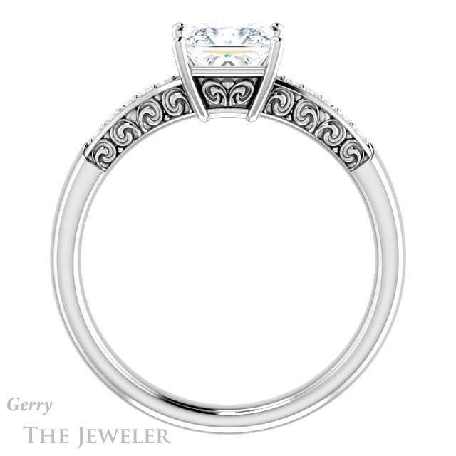 Princess Cut Forever One Moissanite Engagement Ring #GTJ1011-square-fo-w