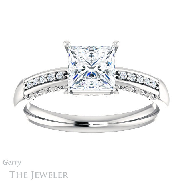 Princess Cut Forever One Moissanite Engagement Ring #GTJ1011-square-fo-w