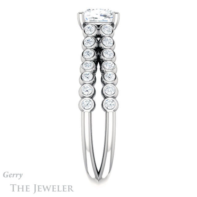 Cushion Cut Forever One Moissanite Engagement Ring #GTJ1012-cushion-fo-w | Gerry The Jeweler Cushion Cut Forever One Moissanite Engagement Ring #GTJ1012-cushion-fo-w