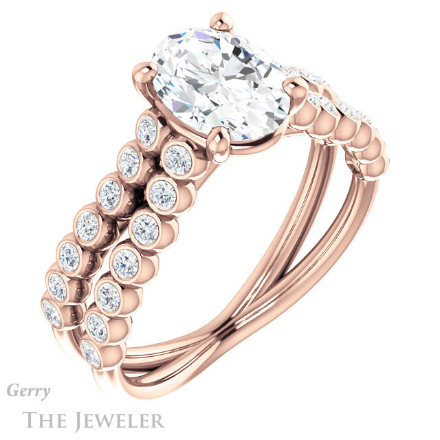 Oval Shaped Forever One Moissanite Engagement Ring #GTJ1012-oval-fo-r | Gerry The Jeweler Oval Shaped Forever One Moissanite Engagement Ring #GTJ1012-oval-fo-r