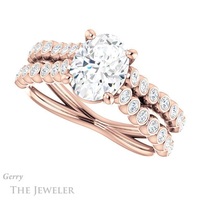 Oval Shaped Forever One Moissanite Engagement Ring #GTJ1012-oval-fo-r | Gerry The Jeweler Oval Shaped Forever One Moissanite Engagement Ring #GTJ1012-oval-fo-r