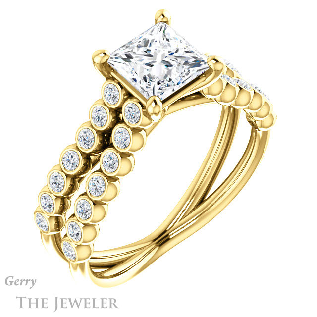 Princess Cut Forever One Moissanite Engagement Ring #GTJ1012-square-fo-y | Gerry The Jeweler Princess Cut Forever One Moissanite Engagement Ring #GTJ1012-square-fo-y