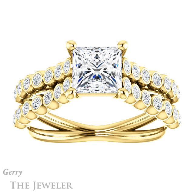 Princess Cut Forever One Moissanite Engagement Ring #GTJ1012-square-fo-y | Gerry The Jeweler Princess Cut Forever One Moissanite Engagement Ring #GTJ1012-square-fo-y