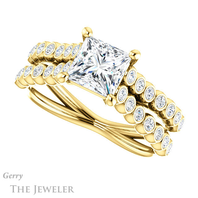 Princess Cut Forever One Moissanite Engagement Ring #GTJ1012-square-fo-y | Gerry The Jeweler Princess Cut Forever One Moissanite Engagement Ring #GTJ1012-square-fo-y