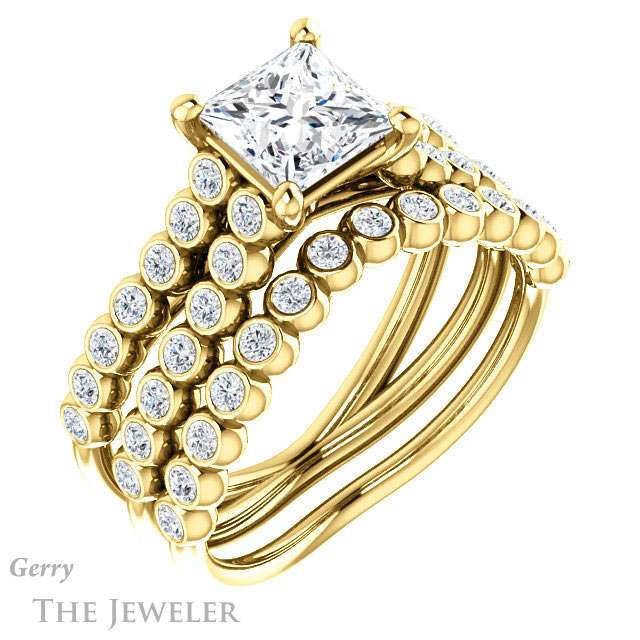 Princess Cut Forever One Moissanite Engagement Ring #GTJ1012-square-fo-y | Gerry The Jeweler Princess Cut Forever One Moissanite Engagement Ring #GTJ1012-square-fo-y